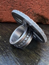 Image 6 of WL&A Handmade Repoussé Sunburst Silver Peace Dollar & Ingot Rag Slide / Rings