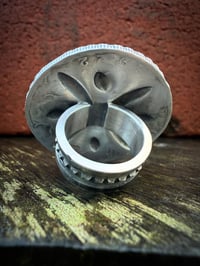 Image 7 of WL&A Handmade Repoussé Sunburst Silver Peace Dollar & Ingot Rag Slide / Rings