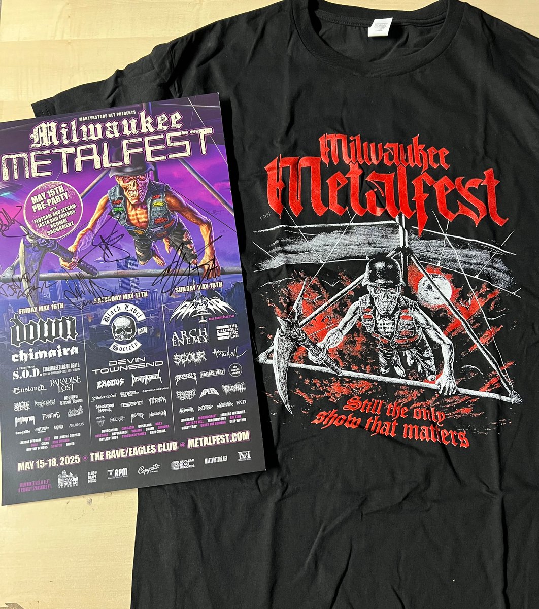 MMF 2025 shirt + 11x17 2025 MMF poster signed by DEATH ANGEL