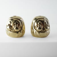 Image 2 of Brass Daruma Begleri: Lucky Japanese Doll Inspired Skill Toy | Heavyweight Begleri