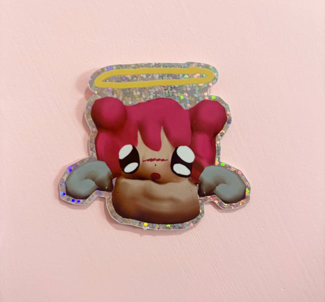 angel anime chibi holographic sticker