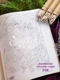 Image 1 of Colouring-in page downloadable PDF – 'Lilith and Eve'