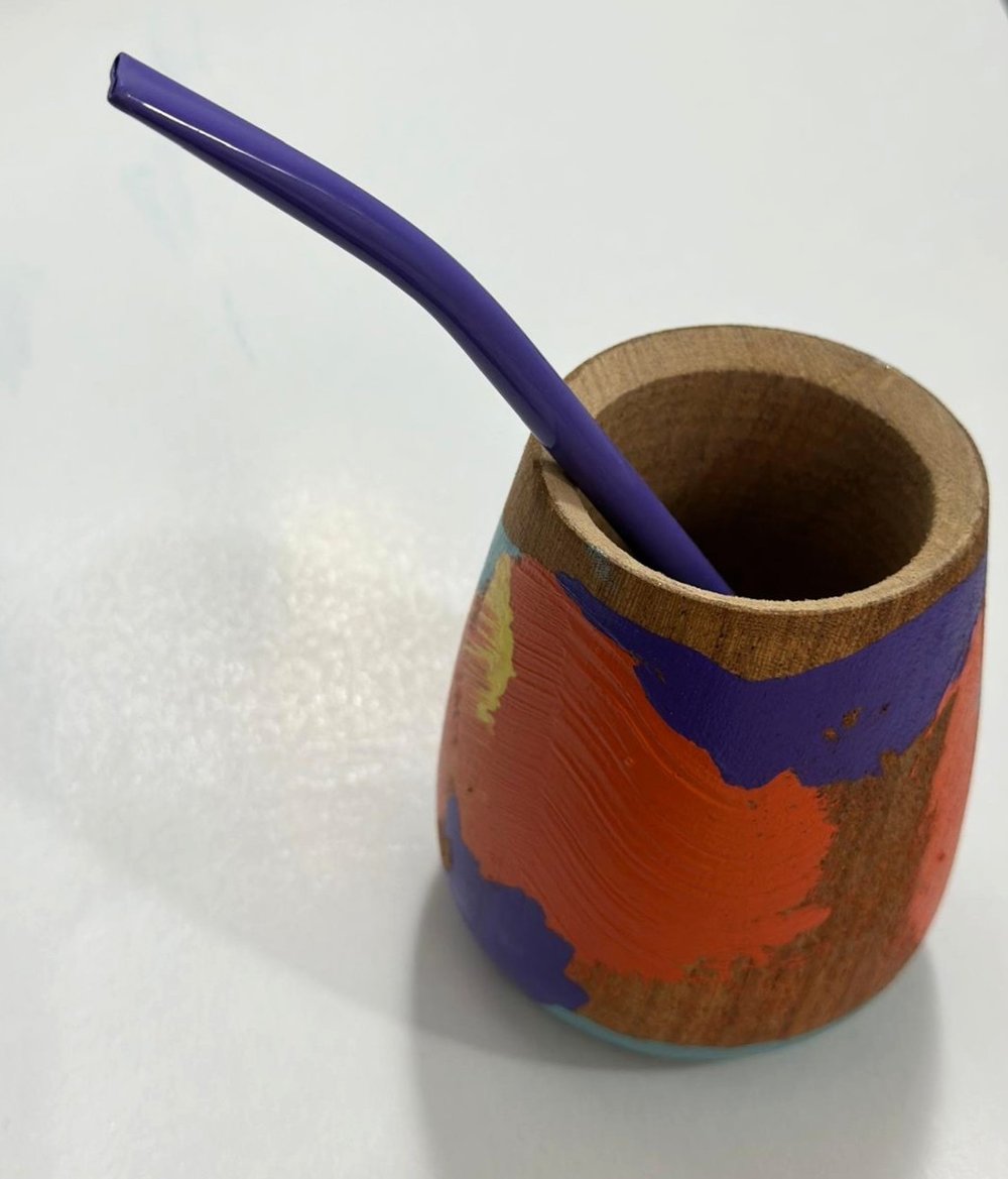 Image of Mate argentino pintado (naranja y violeta)