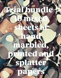 Trial Bundle of 10 sheets made up of hand marbled, printed and splatter papers
