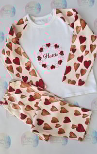 Image 2 of Personalised Embroidered Heart Kids Pyjamas – Valentine’s Day 