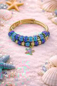 Image 1 of 2pc Oceanic Sapphire Snake Charm Bracelet Stack