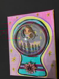 Image 3 of Hand made Mixed media Painting girl on Moon in Forestv