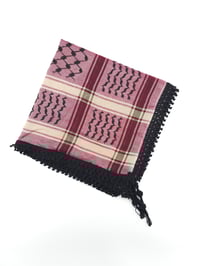 Image 2 of Maroon with Black Tassel Keffiyeh