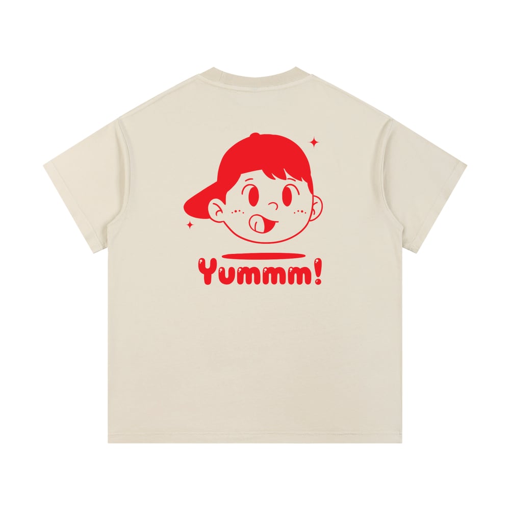 Image of Yummm! Logo Vintage Wash Cotton T-Shirt