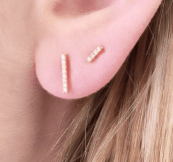 Image of 14 kt Gold and Diamond Bar Studs- Two Sizes