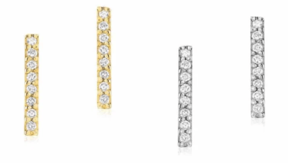 Image of 14 kt Gold and Diamond Bar Studs- Two Sizes
