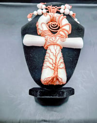 Image 2 of Custom White Quartz Selenite and Neodymium Magnets Ankh Pendant/Necklace with matching Bracelet 