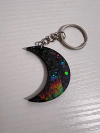 Porte clef lune effet holographique noire