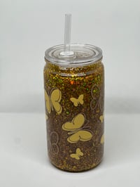 Image 1 of Verre snow globe papillons jaune