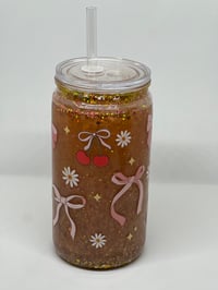 Image 1 of Verre snow globe noeud et cerise doré