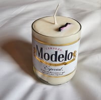 Image 1 of Exclusive hand cut Modelo vanilla candle with mystery pin