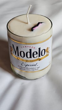 Image 3 of Exclusive hand cut Modelo vanilla candle with mystery pin