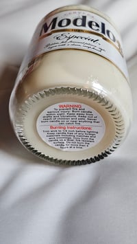 Image 4 of Exclusive hand cut Modelo vanilla candle with mystery pin