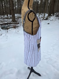 Image 3 of Upcycled Linen Patchwork Crossover Apron- Clean Neutrals