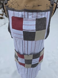 Image 6 of Upcycled Linen Patchwork Crossover Apron- Clean Neutrals