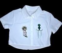 Image 1 of Medieval Cropped White Button Down- XS 1