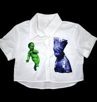 Image 1 of Medieval Cropped White Button Down- XS 2