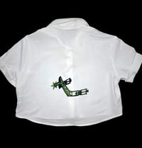Image 2 of Medieval Cropped White Button Down- Small 2