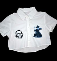 Image 1 of Medieval Cropped White Button Down- Small 3