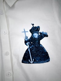 Image 2 of Medieval Cropped White Button Down- Small 3