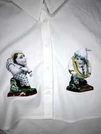 Image 3 of Medieval Cropped White Button Down- Medium 2