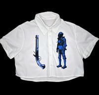 Image 1 of Medieval Cropped White Button Down- Large 1