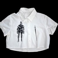 Image 1 of Medieval Cropped White Button Down- Large 2