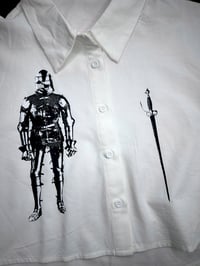 Image 3 of Medieval Cropped White Button Down- Large 2
