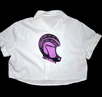 Image 2 of Medieval Cropped White Button Down- Large 2