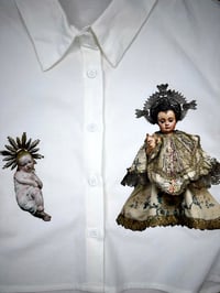 Image 3 of Medieval Cropped White Button Down- Large 3