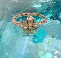 Image 1 of 14k solid gold 8mm plumeria diamond ring