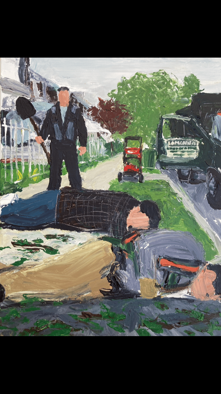 Image of Paulie vs Lamanna landscaping (original on canvas)