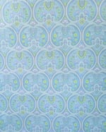 1960s Vintage Vymura Wallpaper Rolls - Damask Aqua Hippie Ogee MCM Swinging Sixties - (Single Roll) thumbnail 2