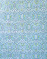 1960s Vintage Vymura Wallpaper Rolls - Damask Aqua Hippie Ogee MCM Swinging Sixties - (Single Roll) – detail view 2