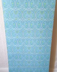 Authentic vintage wallpaper: 1960s Vintage Vymura Wallpaper Rolls - Damask Aqua Hippie Ogee MCM Swinging Sixties - (Single Roll) – main image