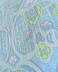 1960s Vintage Vymura Wallpaper Rolls - Damask Aqua Hippie Ogee MCM Swinging Sixties - (Single Roll) – detail view 3
