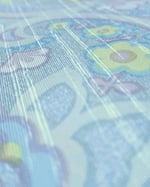 1960s Vintage Vymura Wallpaper Rolls - Damask Aqua Hippie Ogee MCM Swinging Sixties - (Single Roll) thumbnail 4