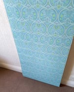 1960s Vintage Vymura Wallpaper Rolls - Damask Aqua Hippie Ogee MCM Swinging Sixties - (Single Roll) thumbnail 5
