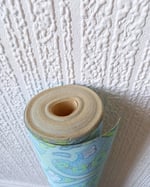 1960s Vintage Vymura Wallpaper Rolls - Damask Aqua Hippie Ogee MCM Swinging Sixties - (Single Roll) thumbnail 6
