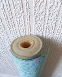 1960s Vintage Vymura Wallpaper Rolls - Damask Aqua Hippie Ogee MCM Swinging Sixties - (Single Roll) – detail view 6