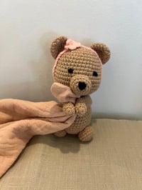 Image 2 of Bear with Pink Headband and Pink Baby Towel