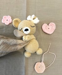 Image 1 of Bear with White Bow and Sand Baby Towel
