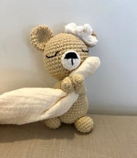 Image 2 of Bear with White Bow and Creme Baby Towel