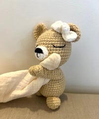 Image 3 of Bear with White Bow and Creme Baby Towel