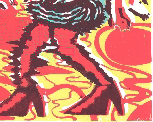 After midnight Linocut